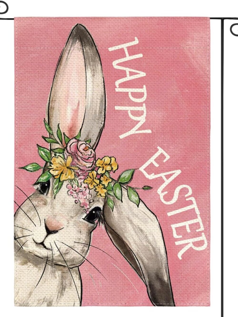 Pink Happy Bunny Garden Flag 12x18 Inch Outside
